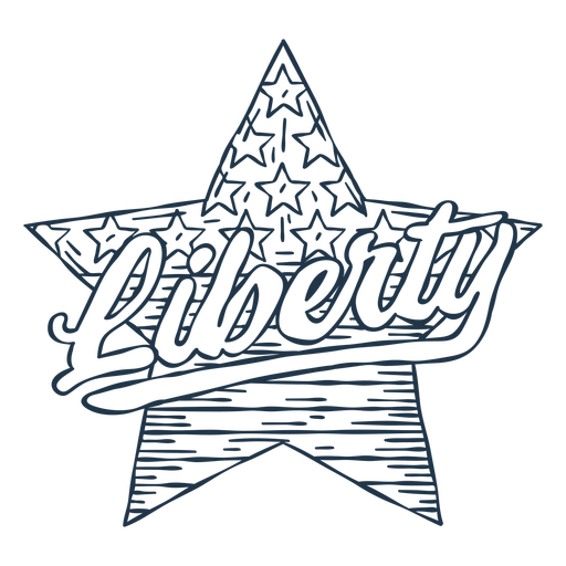 Liberty american star hand drawn badge PNG Design