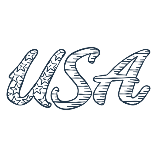 USA flag lettering hand drawn badge