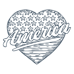 Cuarto de julio-Estrellas y rayas-VintageEtchPrint-Stroke-CR - 6 Diseño PNG