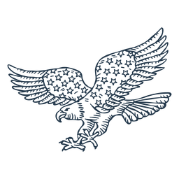 Flying eagle american flag hand drawn PNG Design