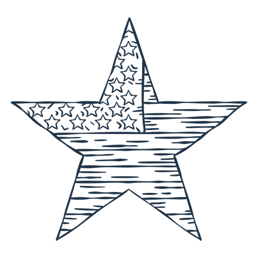 Bandera de Estados Unidos en insignia dibujada a mano estrella Diseño PNG