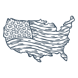 USA map borders with flag hand drawn badge PNG Design