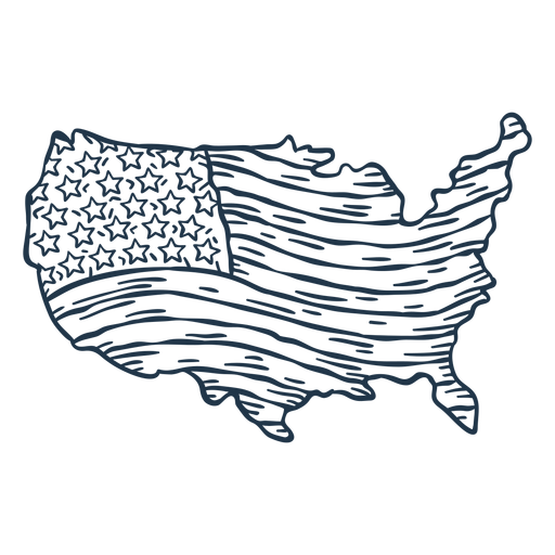 USA map borders with flag hand drawn badge