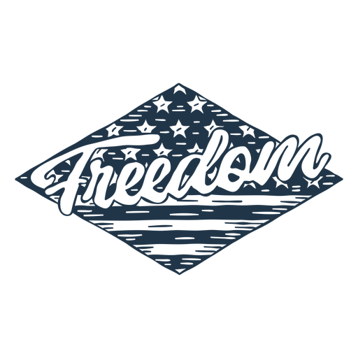 Freedom lettering american flag filled stroke badge