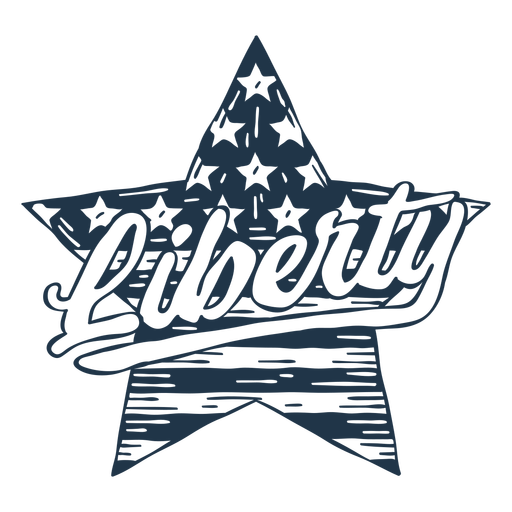 Liberty Star amerikanische Flagge gef?llt Strichabzeichen PNG-Design