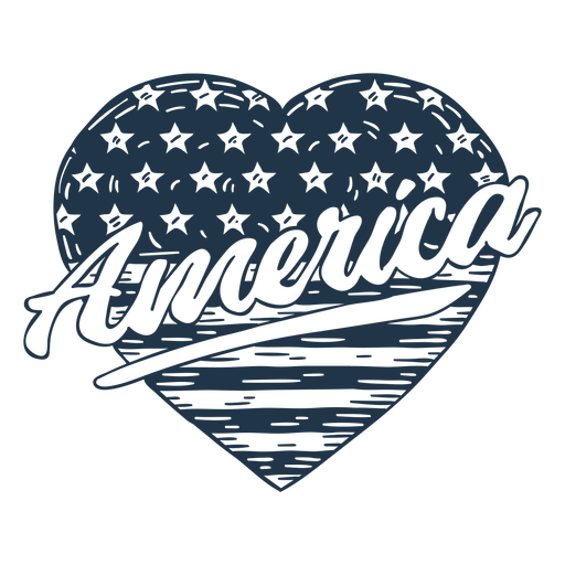 America heart flag filled stroke badge PNG Design