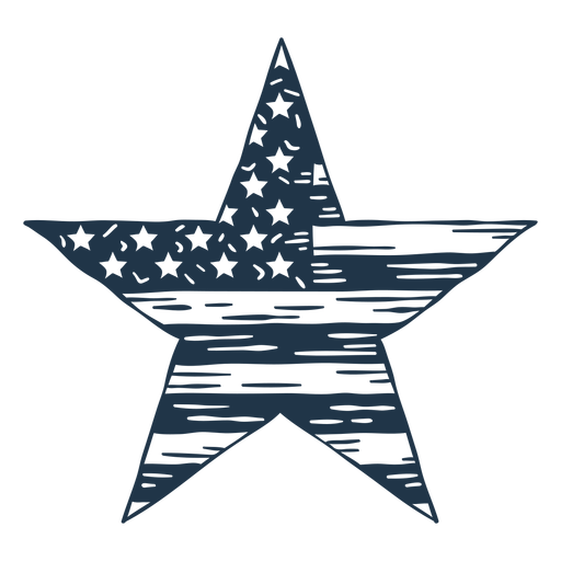 Mit Stern gef?lltes Strichabzeichen mit amerikanischer Flagge PNG-Design