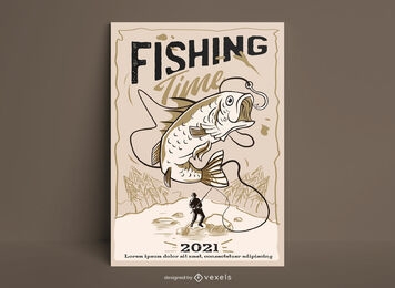 Cartel de ilustración de pasatiempo de pesca