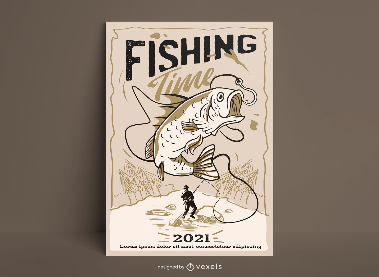 Cartaz de ilustração de passatempo de pesca