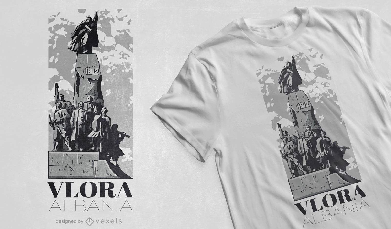 Design de t-shirt da estátua da Albânia Monument