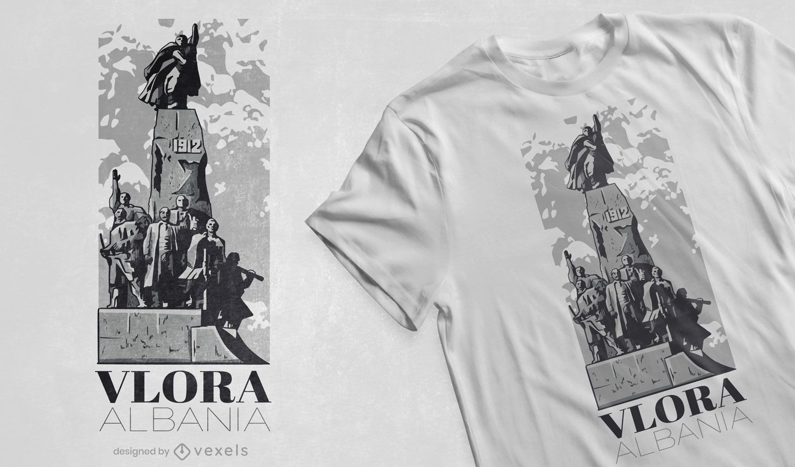 Design de t-shirt da est?tua da Alb?nia Monument