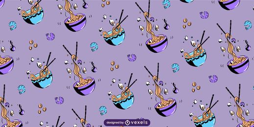 Projeto de padrão de comida japonesa para tigela de ramen