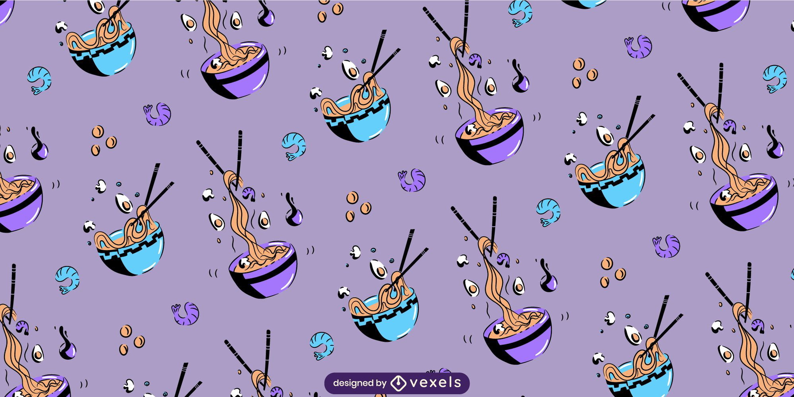 Ramen bowl japanese food pattern design