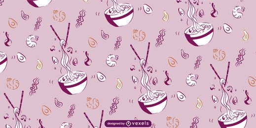 Ramen bowl japanese food chopsticks pattern