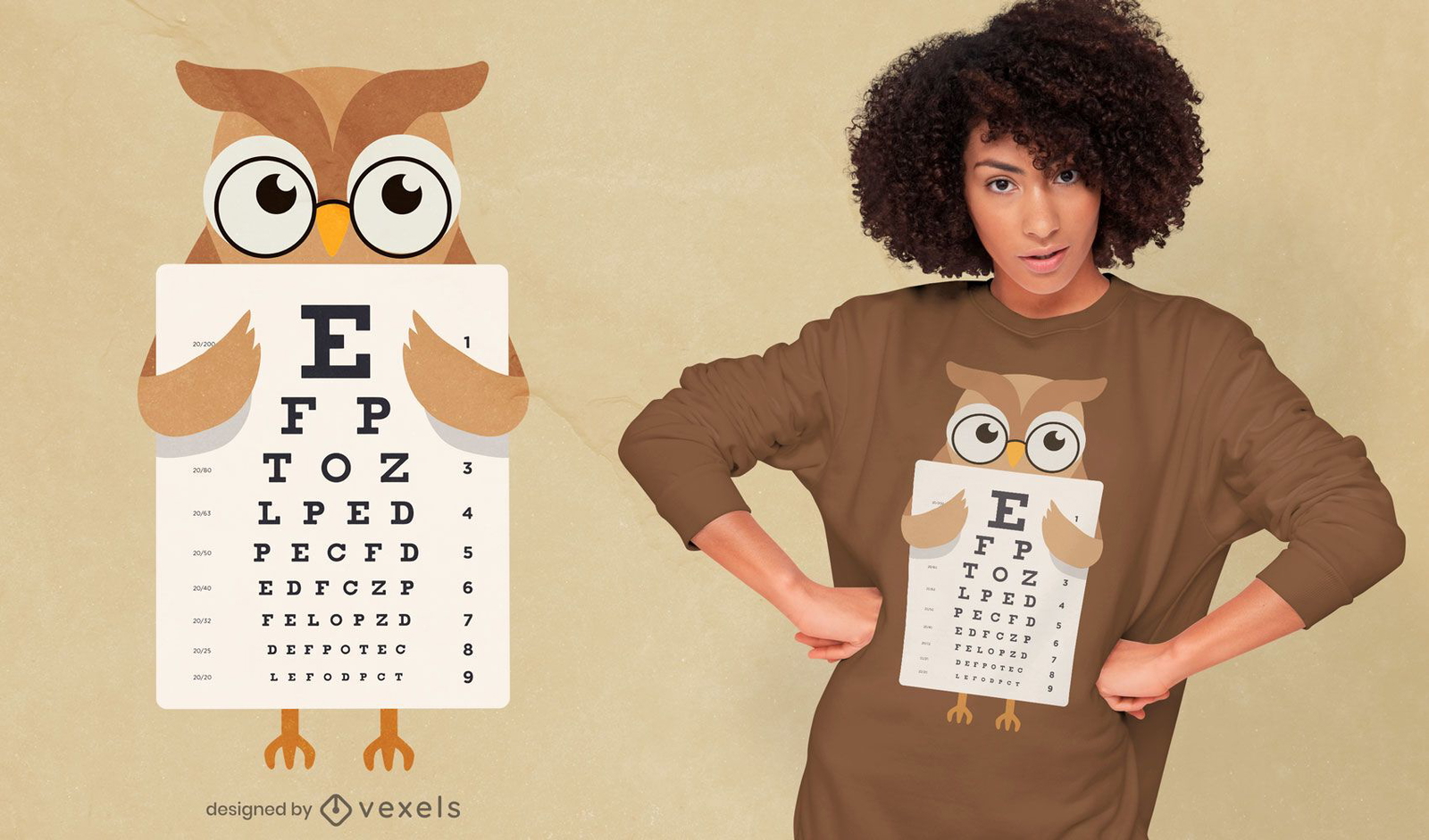 Owl eye chart t-shirt design