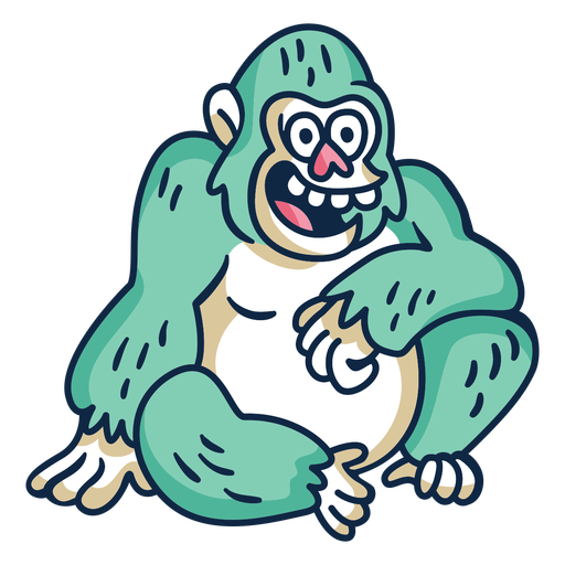 Happy gorilla color stroke PNG Design