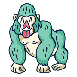 Tongue out gorilla color stroke