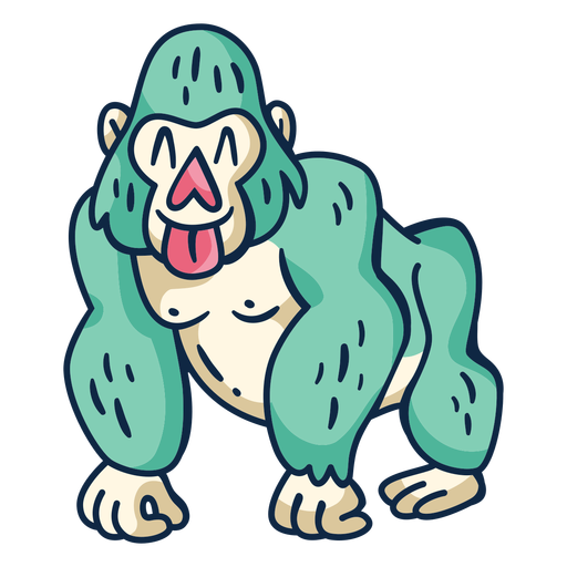 Tongue out gorilla color stroke