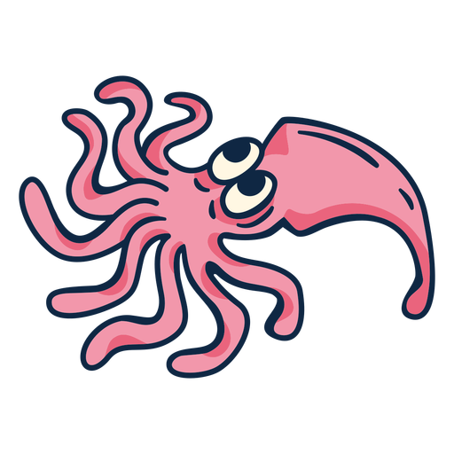 Swimming squid cartoon PNG Design