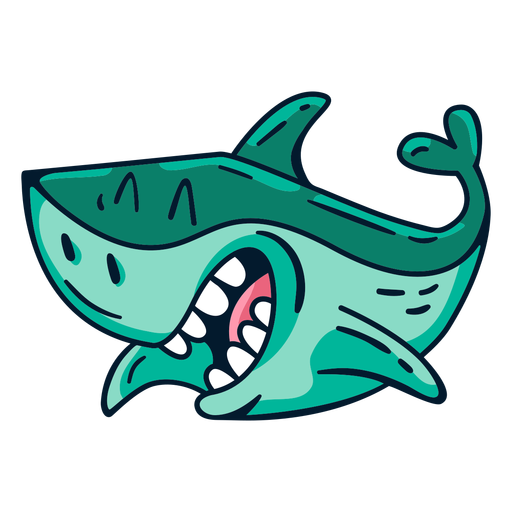 Smiling shark cartoon PNG Design