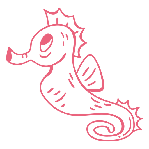 Cute sea horse filled stroke PNG Design