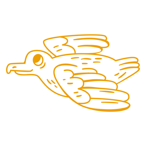Yellow flying seagull bird filled stroke PNG Design