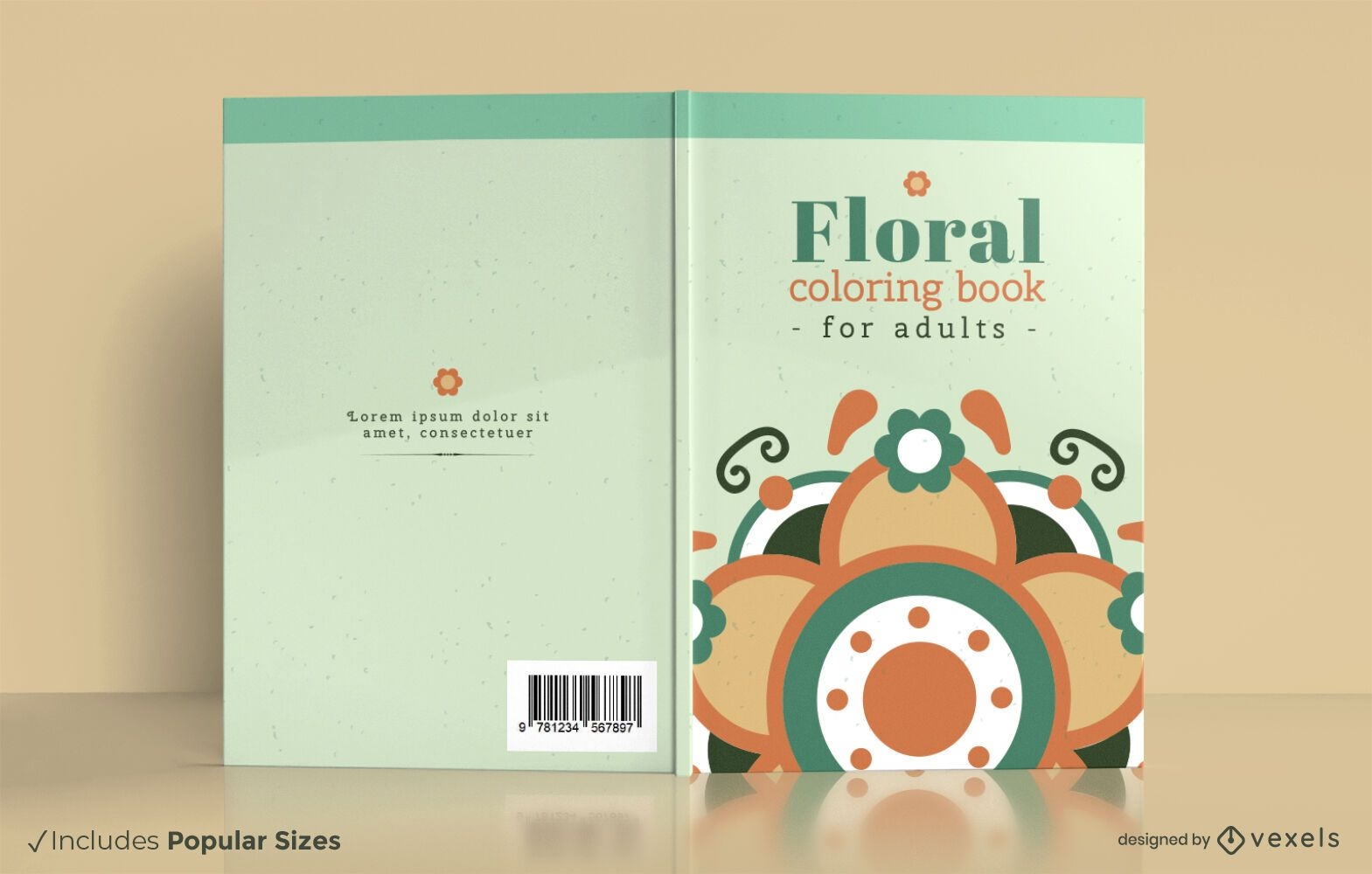 Floral mandala coloring book cover design
