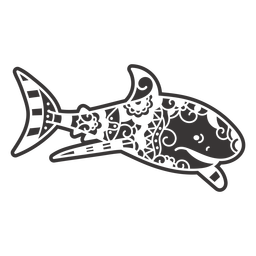 Shark swimming mandala cut out Transparent PNG