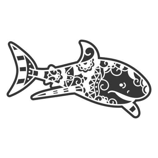 Shark swimming mandala cut out PNG Design
