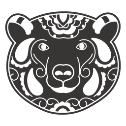 Bear face mandala cut out PNG Design