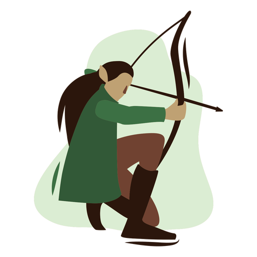 Elf archer with bow and arrow PNG Design