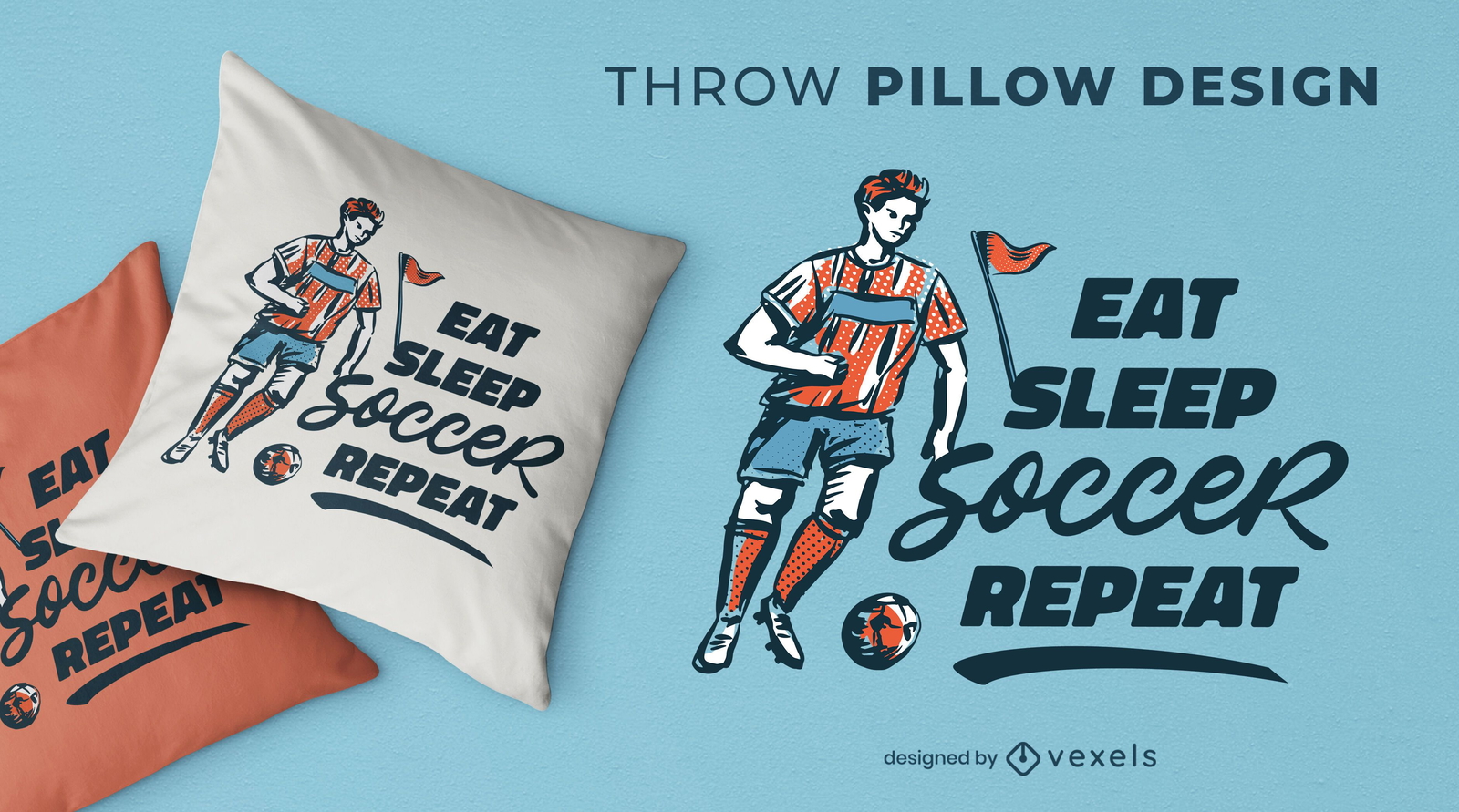 Diseño de almohada de tiro de rutina de deporte de fútbol