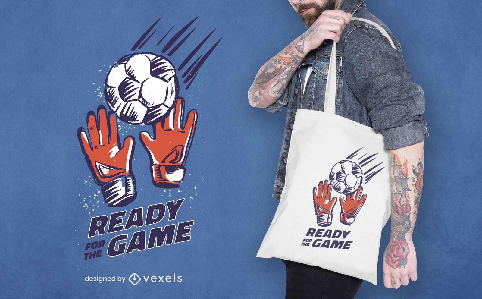 Soccer sport game tote bag design