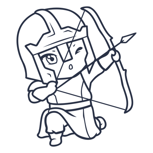Personagens de Chibi com arco e flecha - 13 Desenho PNG