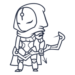 Chibi robot archer character stroke PNG Design Transparent PNG