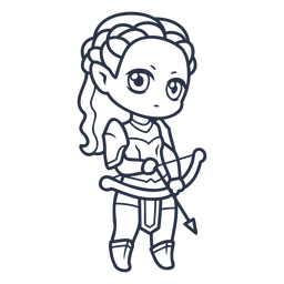 Personagens de Chibi com arco e flecha - 19 Desenho PNG