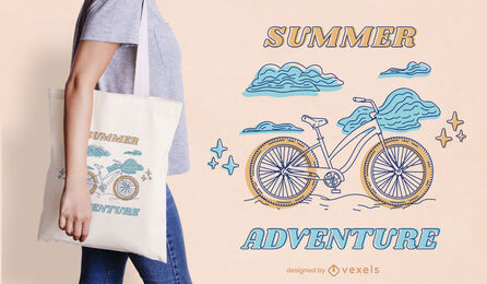 Diseño de bolso de mano de verano de arte de línea de bicicleta.