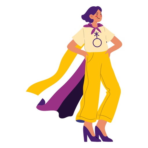 Girl with non-binary pride flag semi flat PNG Design