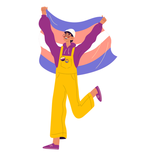 Guy with trans flag flat PNG Design