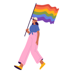 Girl with pride flag semi flat PNG Design