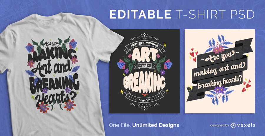 Floral lettering scalable t-shirt psd Floral lettering scalable t-shirt psd