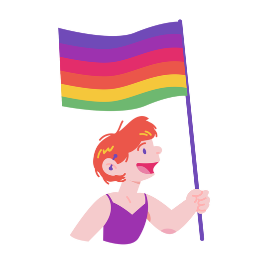 Person with pride flag semi flat