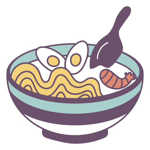 Ramen japanese food color stroke PNG Design