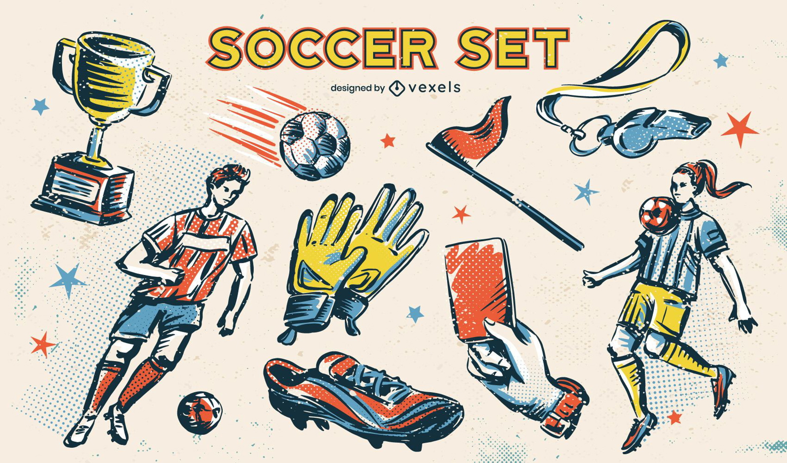 Conjunto de elementos de boceto de deporte de fútbol soccer