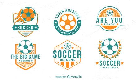 Conjunto de emblemas de esporte de futebol