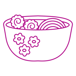 Floral bowl ramen food stroke PNG Design