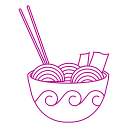 Ramen bowl noodles stroke PNG Design Transparent PNG
