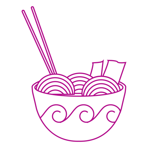 Ramen bowl noodles stroke PNG Design
