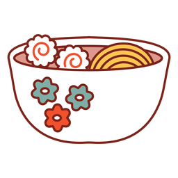 Floral bowl ramen noodles food PNG Design Transparent PNG