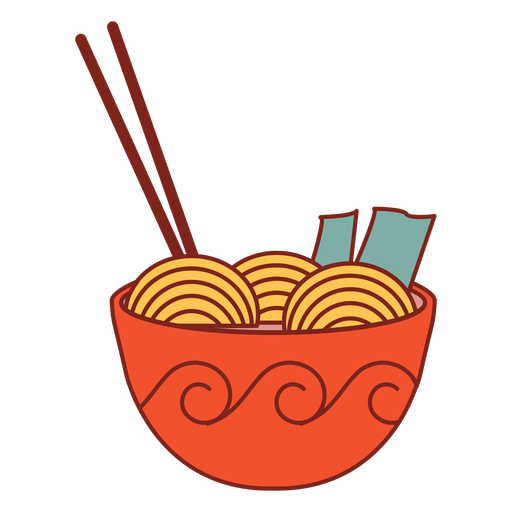 Ramen asian food red bowl PNG Design